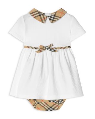 Girls' Check Trim Stretch Cotton Dress with Bloomers - Baby