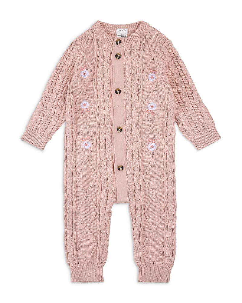 Firsts by petit lem Girls' Farm Floral Sweater Knit Playsuit Coverall - Baby