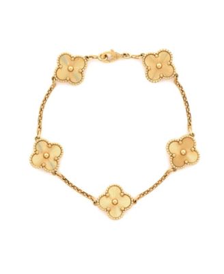  Vintage Alhambra 5 Motifs Bracelet Guilloche 18K Gold