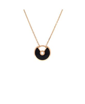  XS Amulette de Cartier Pendant Necklace 18K Rose Gold with Onyx and Diamond, 16"