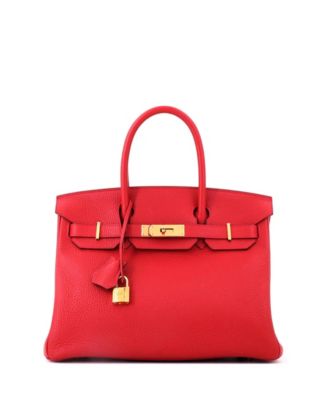 Birkin 30 Handbag Red Clemence with Gold Hardware