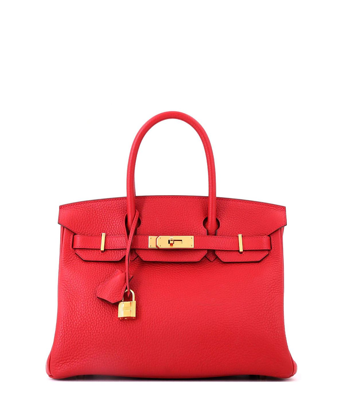 Pre-Owned HERMES Birkin 30 Handbag Red Clemence with Gold Hardware