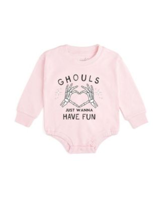 Girls' Ghouls Just Wanna Have Fun Halloween Long Sleeve Romper - Baby