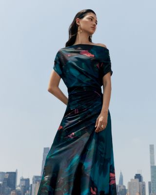 One Shoulder Satin Column Gown - Exclusive - thumbnail 2