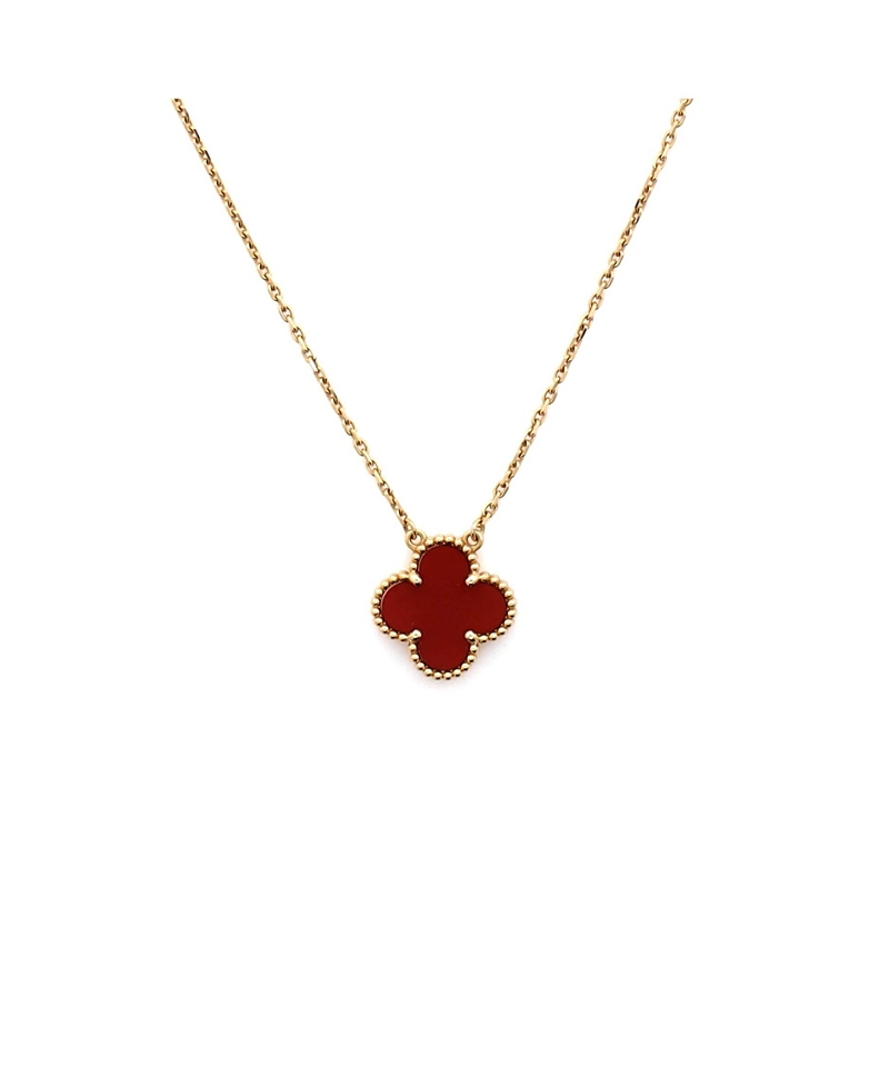 Pre-Owned Van Cleef & Arpels Vintage Alhambra Pendant Necklace 18K Gold and Carnelian, 16.5