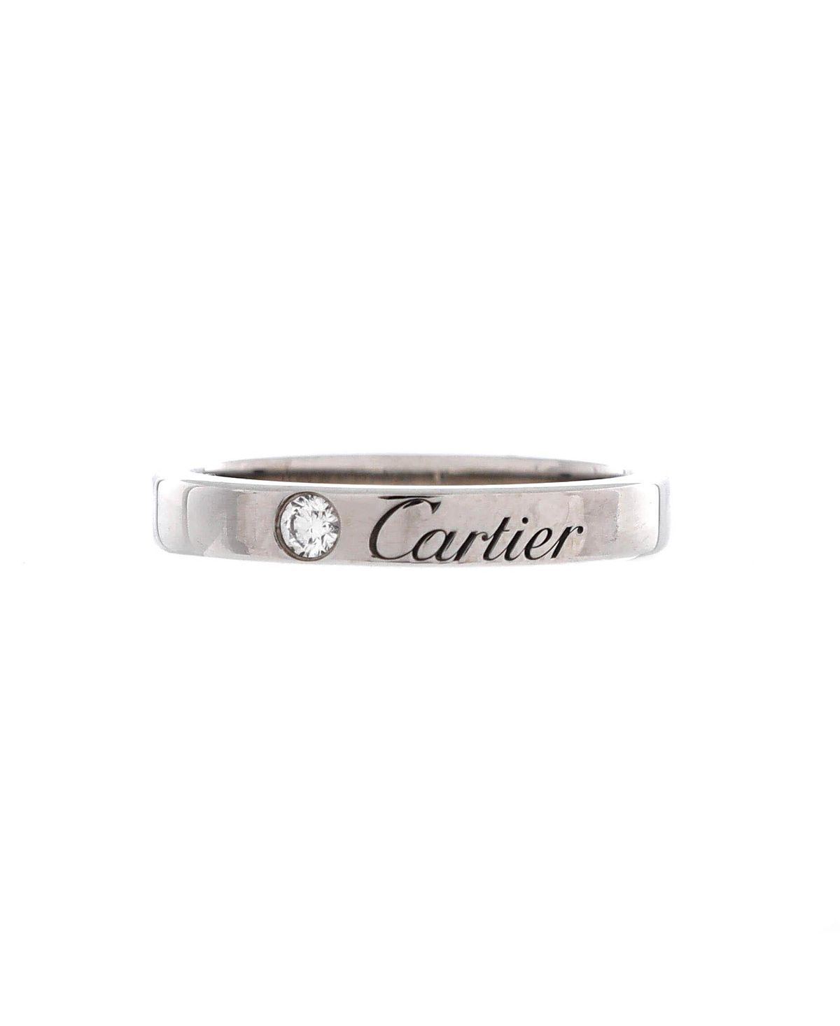Pre-Owned Cartier C de Cartier Wedding Band Ring Platinum with Diamond