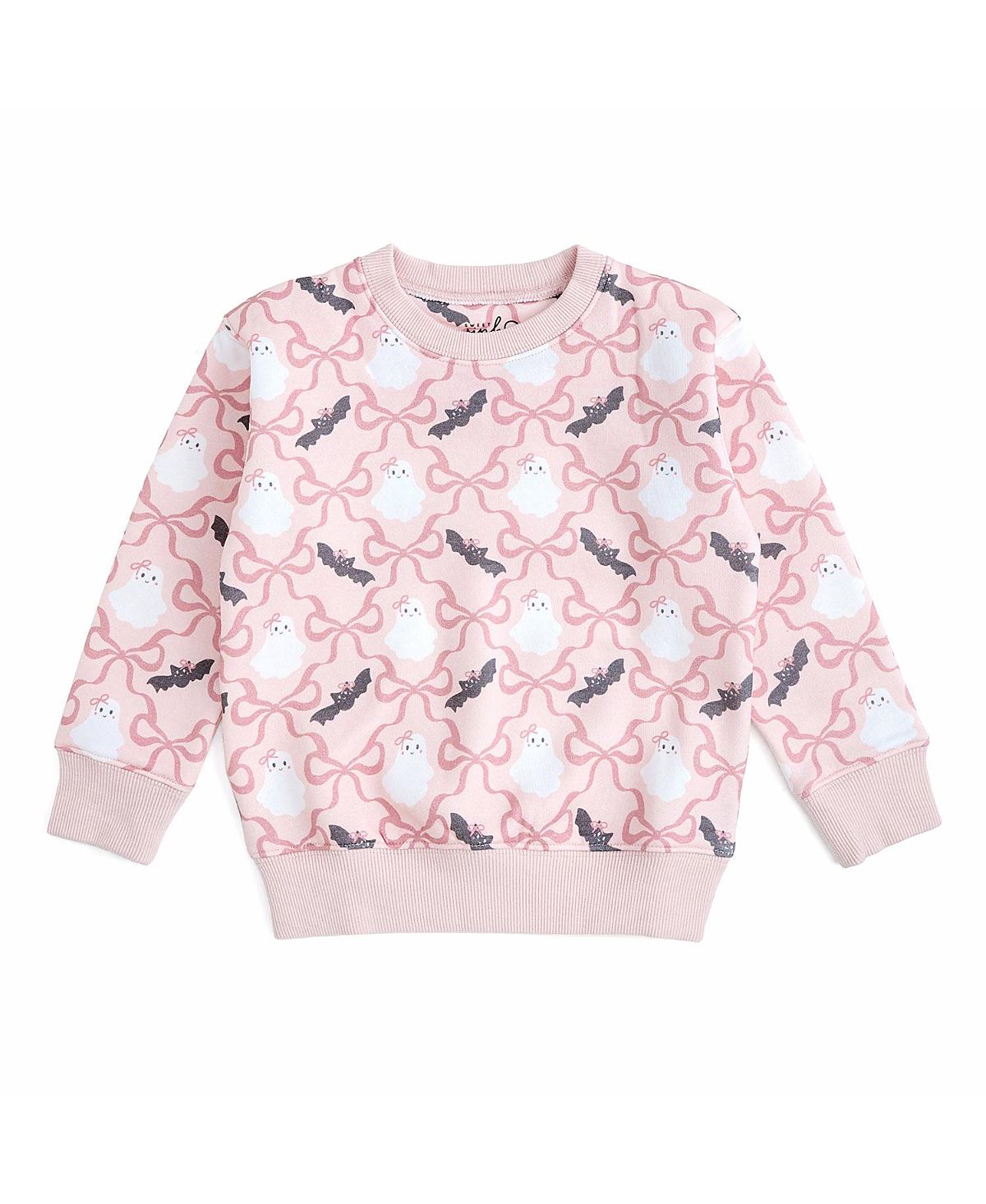 Sweet Wink Girls' Bat And Ghost Trellis Halloween Sweatshirt - Big Kid