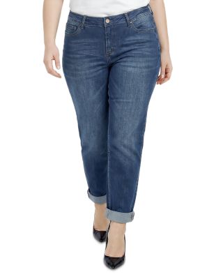 Distressed Boyfriend Rolled Up Jeans in Blast Blue