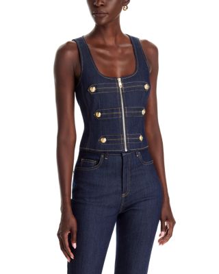 Abbot Scoop Neck Denim Top in Indigo