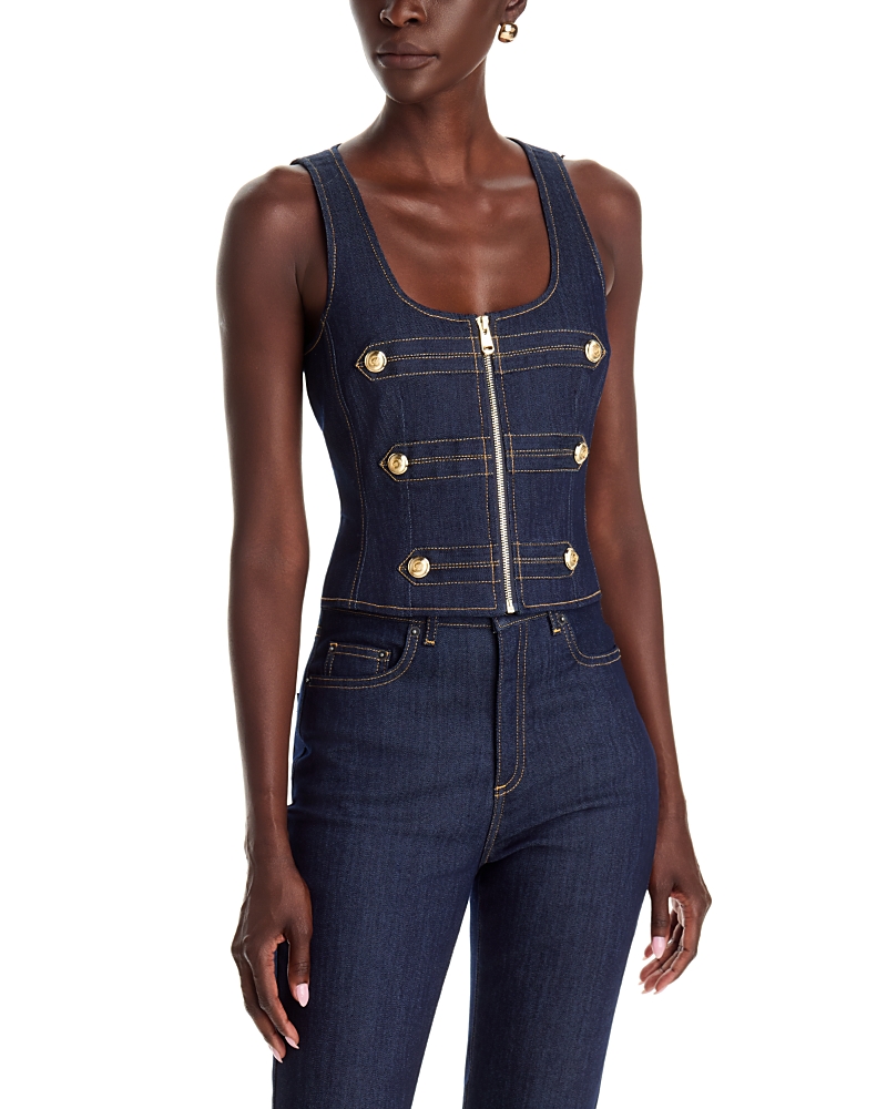 Cinq a Sept Abbot Scoop Neck Denim Top in Indigo