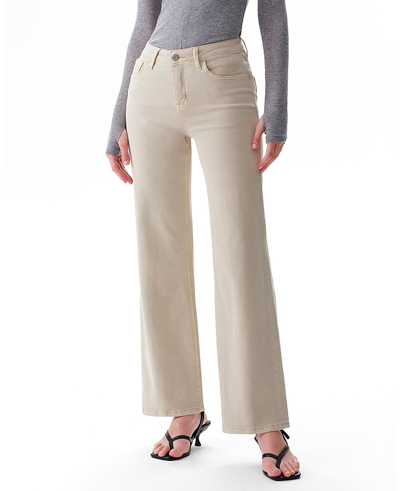 Bayeas High Rise Wide Leg Denim Jeans Stretch Comfortable in Voida Wash