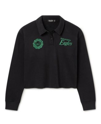 Junk Food Clothing Women's Philadelphia Eagles Polo Crop Fleece