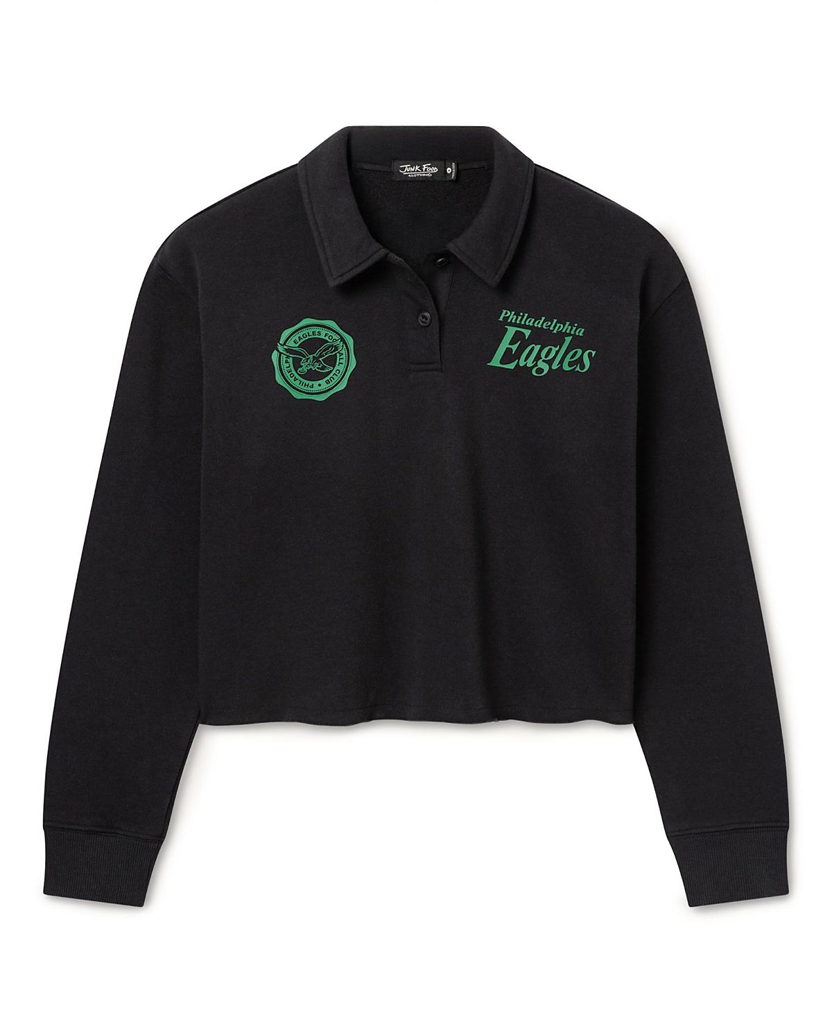 Junk Food Clothing Women's Philadelphia Eagles Polo Crop Fleece
