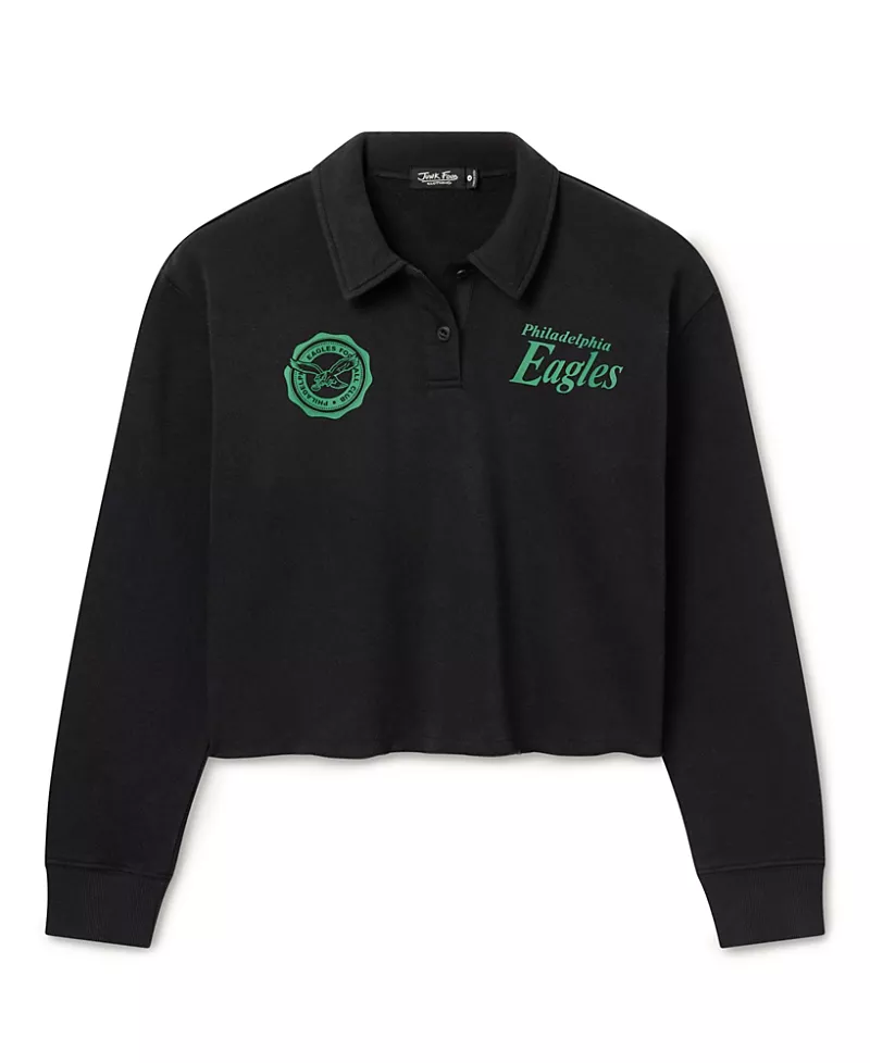 Junk Food Clothing Women's Philadelphia Eagles Polo Crop Fleece