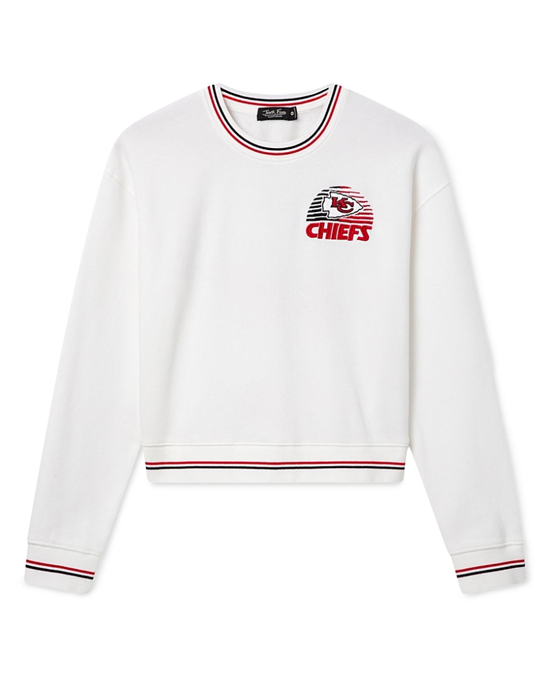 Junk Food Clothing Women's Kansas City Chiefs Cropped Striped Rib Fleece