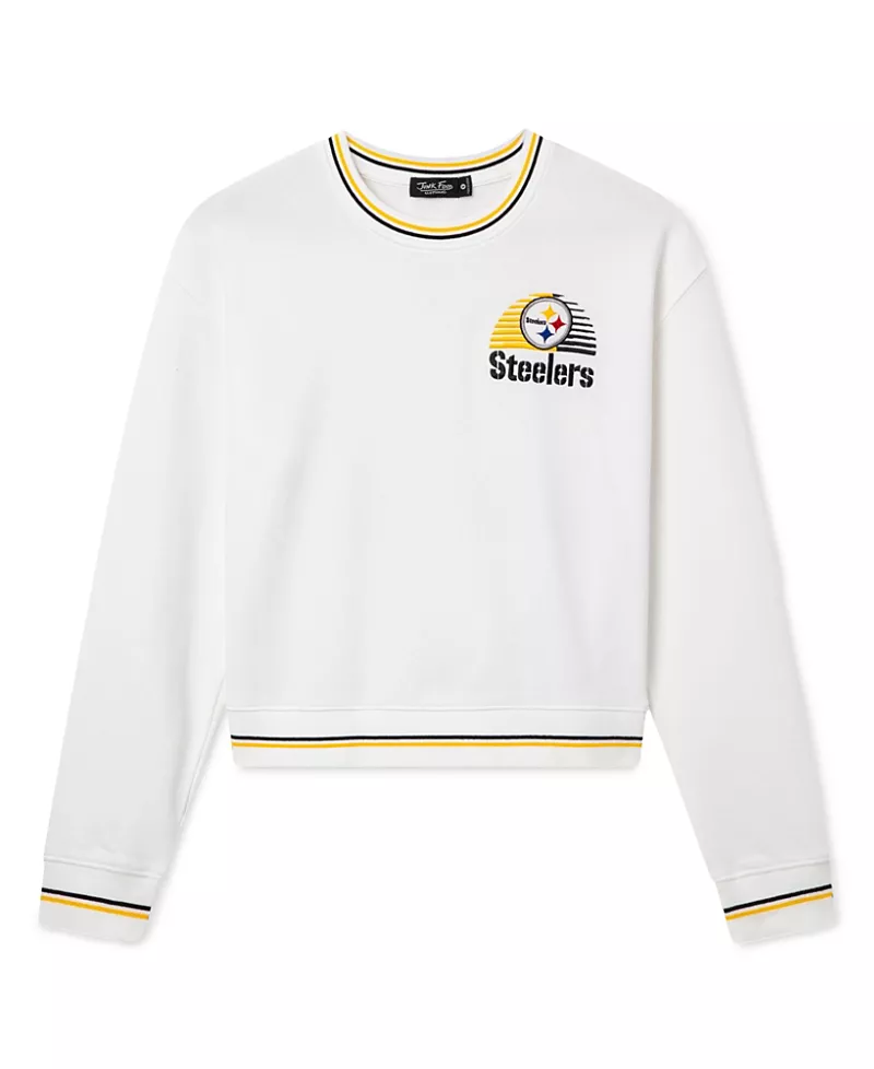 Junk Food Clothing Women's Pittsburgh Steelers Cropped Striped Rib Fleece