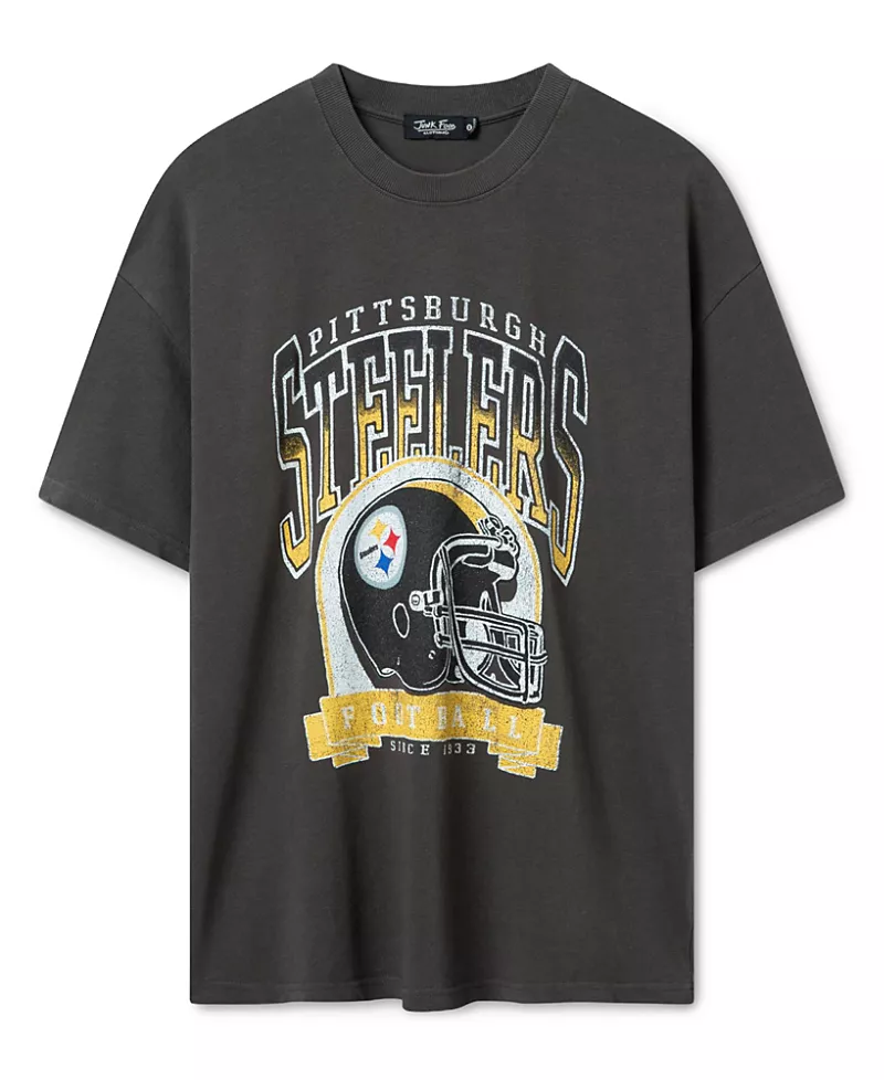 Junk Food Clothing Unisex Pittsburgh Steelers Varsity Heavy Weight Tee