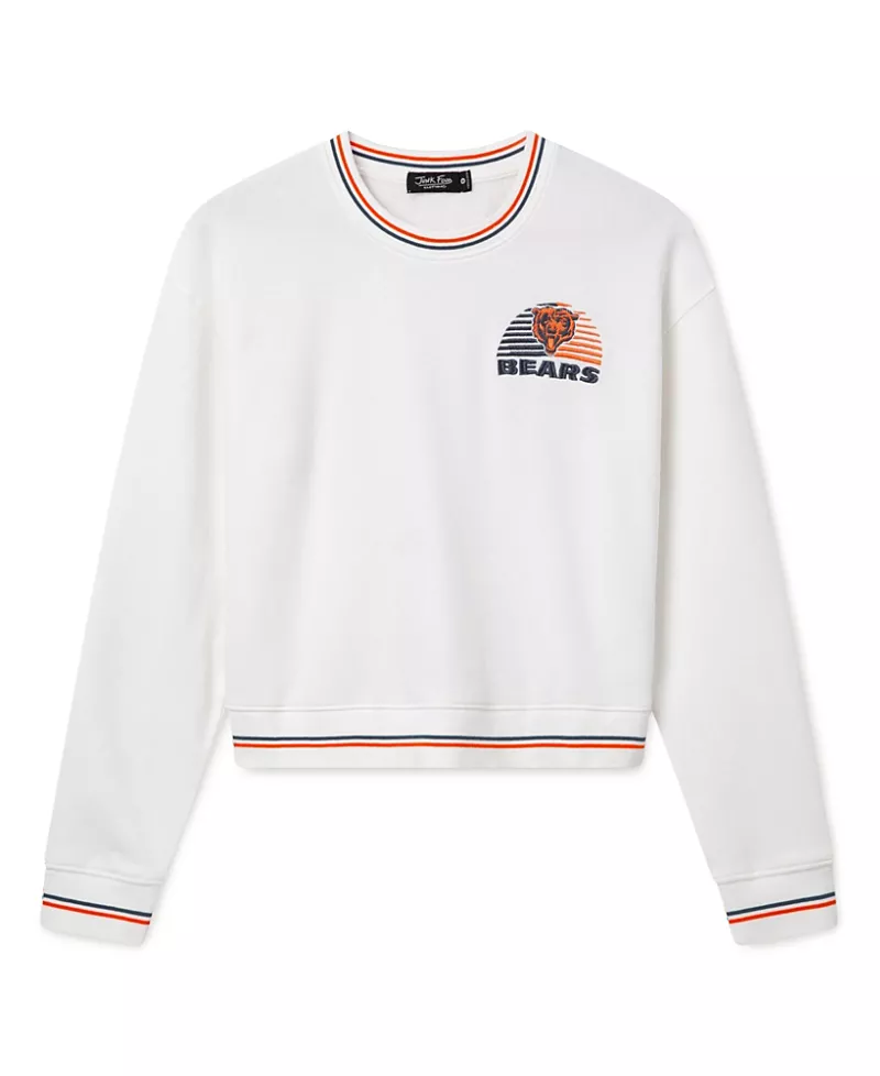 Junk Food Clothing Women's Chicago Bears Cropped Striped Rib Fleece