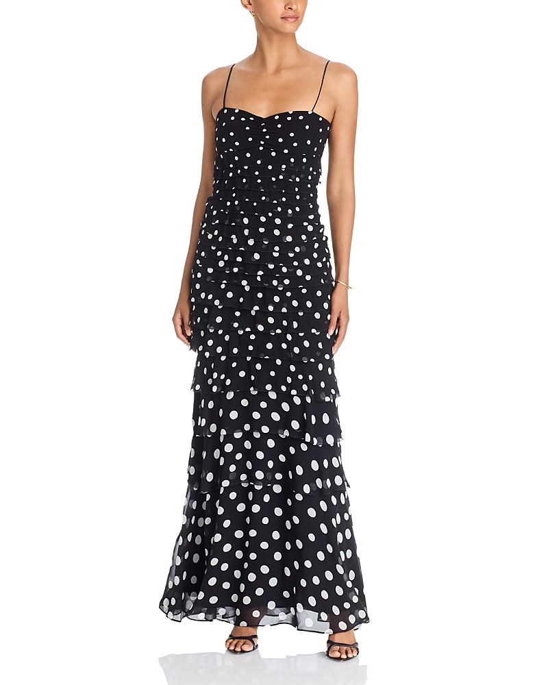 Saloni Niki Long Polka Dot Dress