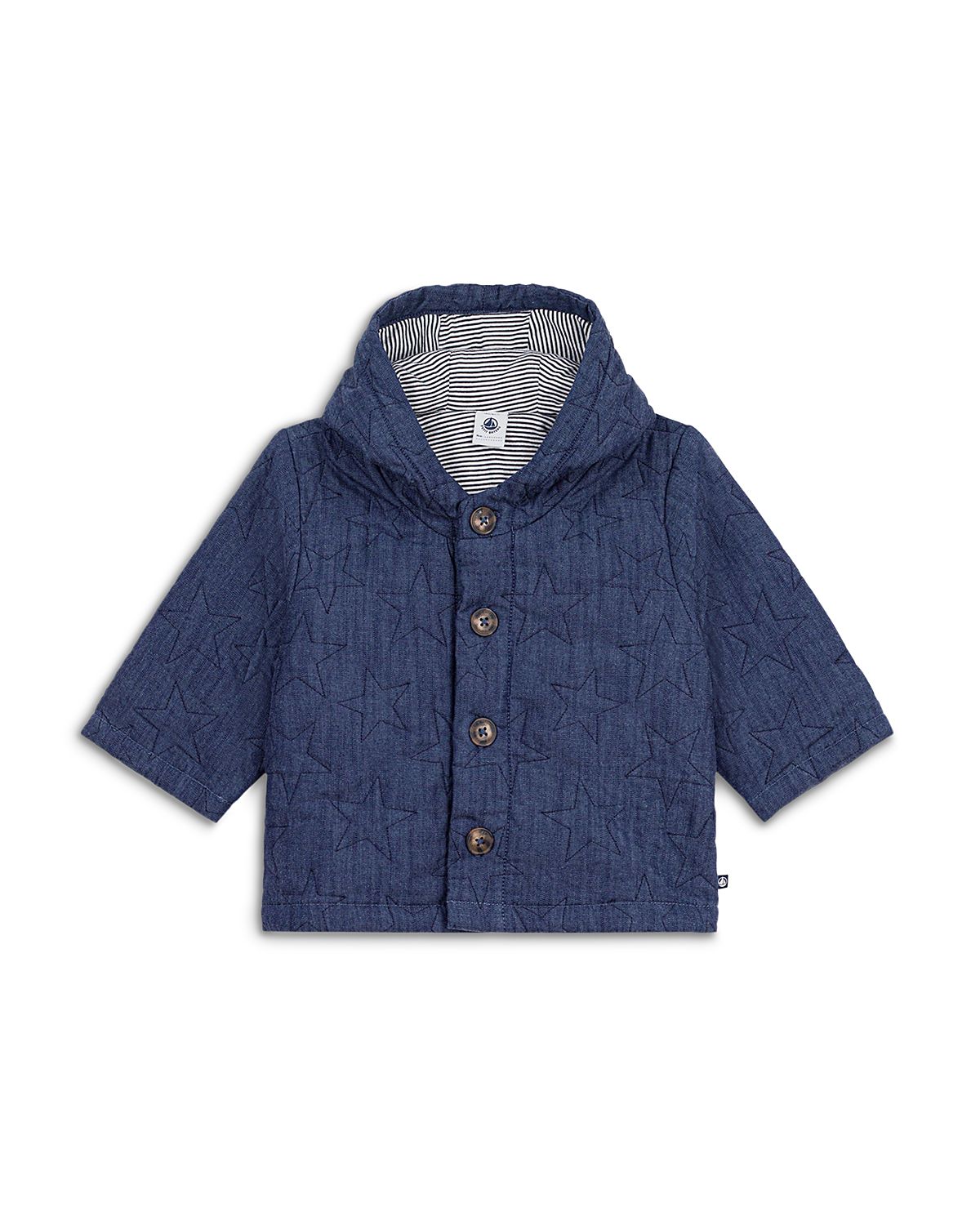 Petit Bateau Unisex Hooded Quilted Denim Jacket - Baby