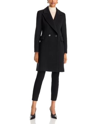 Fleurette Isla Button Front Wool Coat In Black