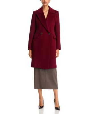 Fleurette Isla Button Front Wool Coat In Burgundy