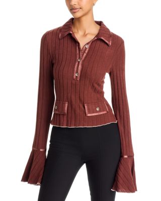 Remi Ribbed Button Placket Top