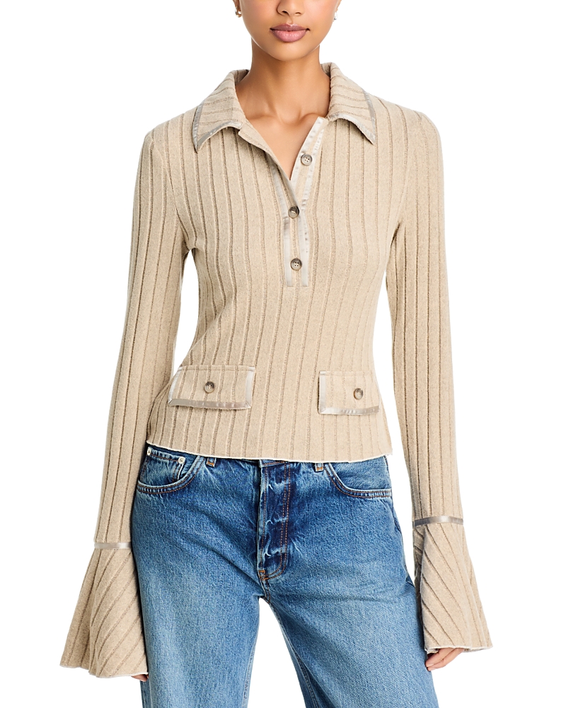 Area Stars Remi Ribbed Button Placket Top