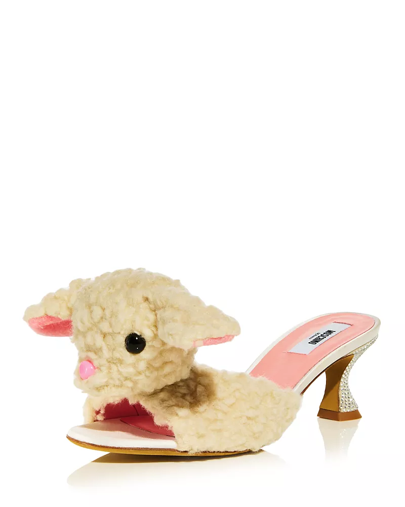 Moschino Women's Dolly Lamb Kitten Mules
