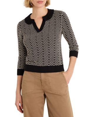 Lace Collar Geometric Print Sweater 
