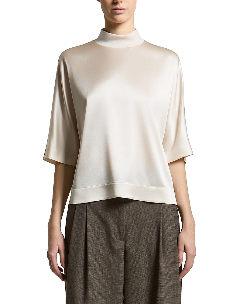 Peserico Silk Stretch Mock Neck Top