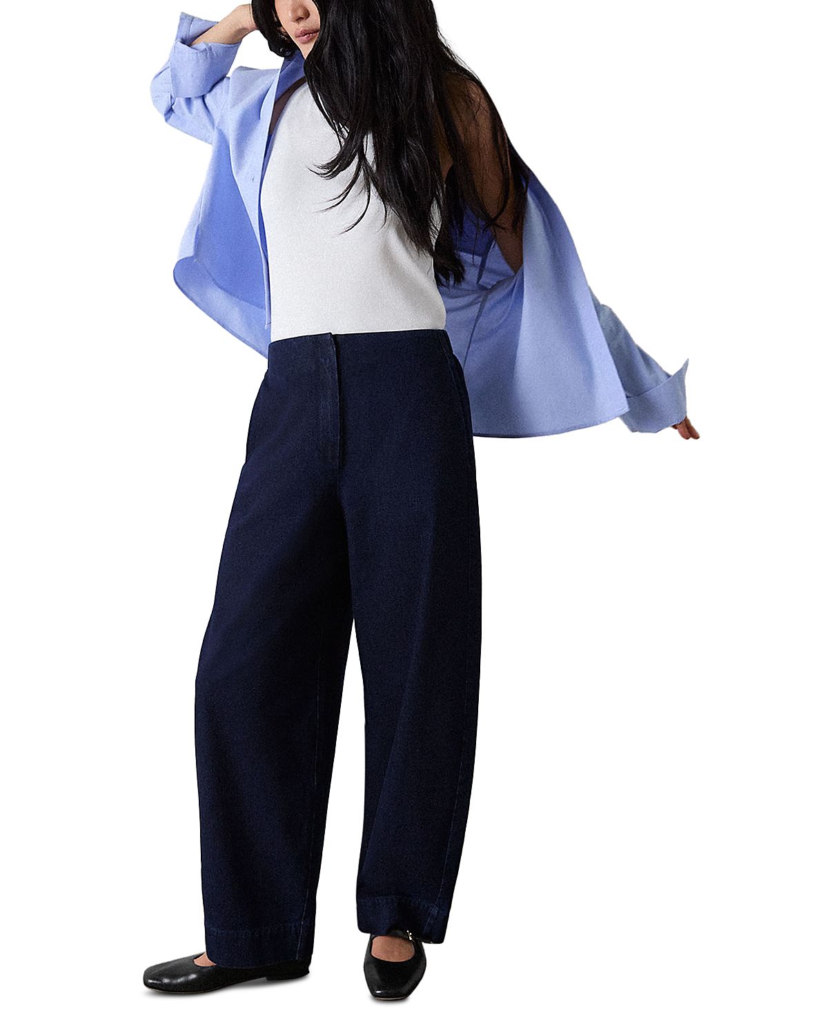 Whistles Cotton High Rise Barrel Pants