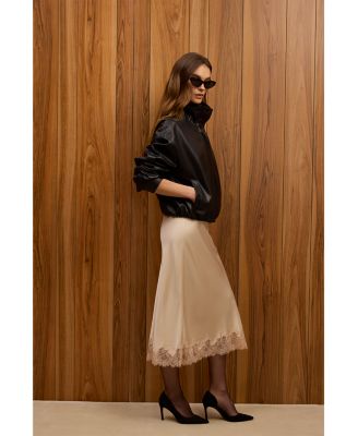 Dessa Faux Leather Funnel Collar Jacket - thumbnail 3