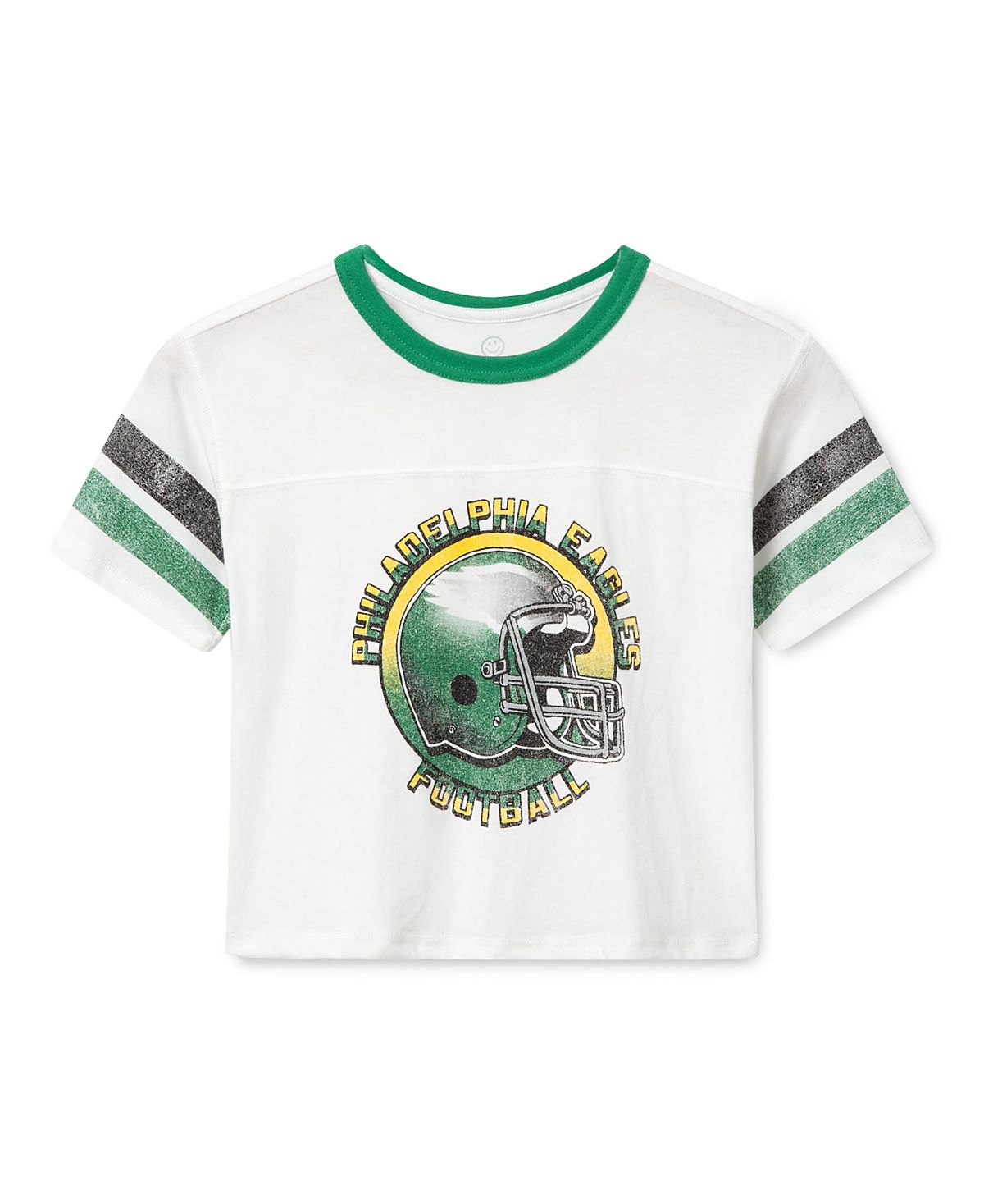 Junk Food Clothing Unisex Kids Philadelphia Eagels Striped Ringer Tee - Little Kid, Big Kid
