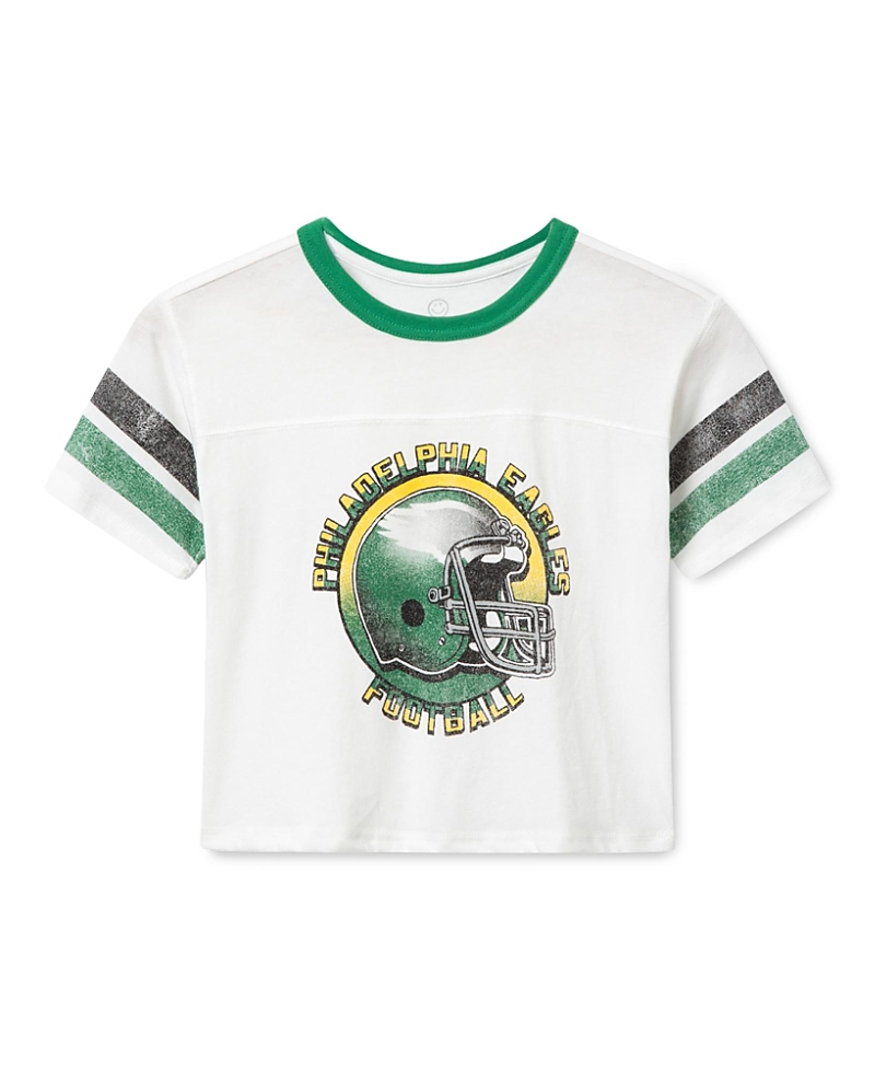 Junk Food Clothing Unisex Kids Philadelphia Eagels Striped Ringer Tee - Little Kid, Big Kid