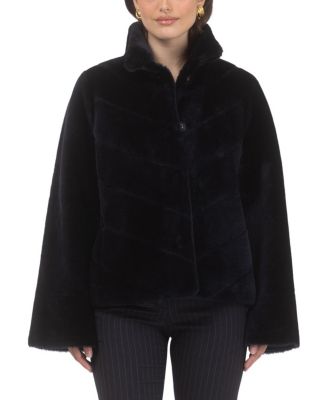  Reversible Merino Shearling Lamb Chevron Jacket with Horizontal Bottom