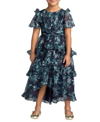 Girls' High Neck Ruffle High Low Chiffon Gown - Little Kid, Big Kid