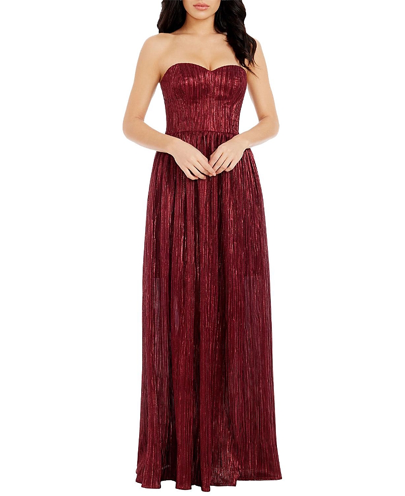 Dress The Population Audrina Plisse Maxi Gown In Port