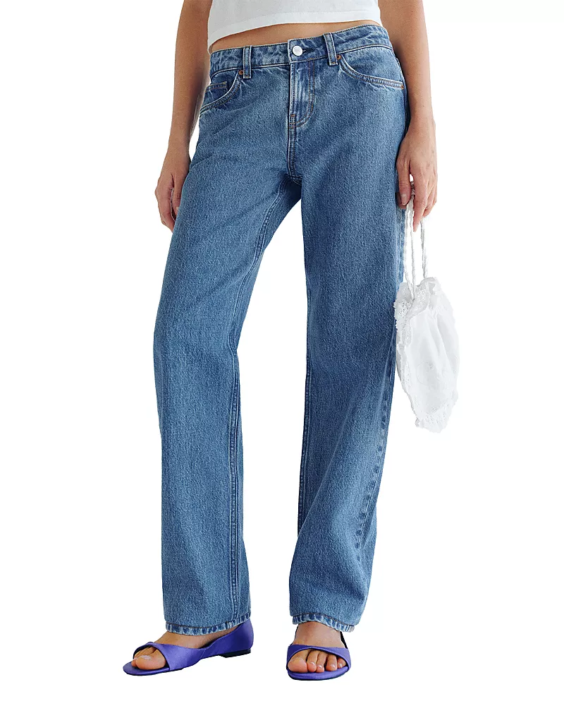Reformation Charlee Cotton Low Rise Straight Leg Jeans in Shore
