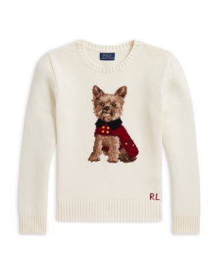 Girls' Intarsia Dog Cotton Sweater - Little Kid, Big Kid