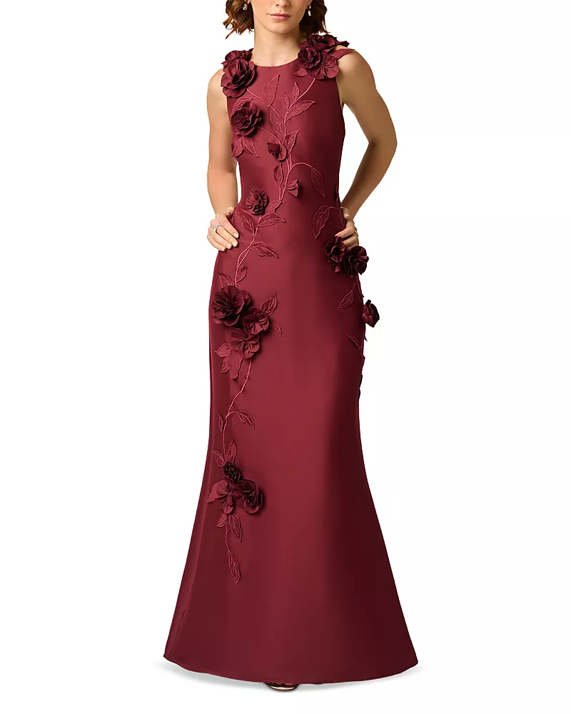 Aidan Mattox Stretch Mikado Long A Line Gown