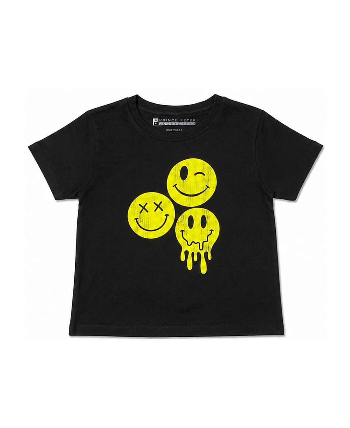 Prince Peter Collection Girls' Drippy Three Happy Face Crew Tee - Big Kid
