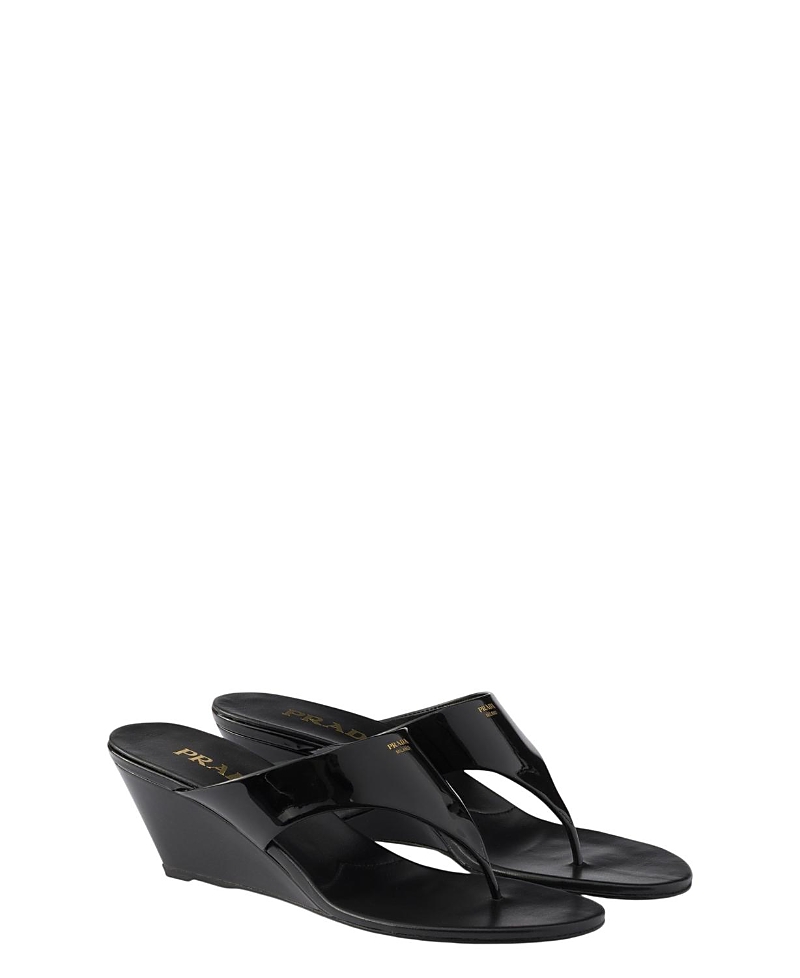 Prada Women's Patent Leather Thong Sandals