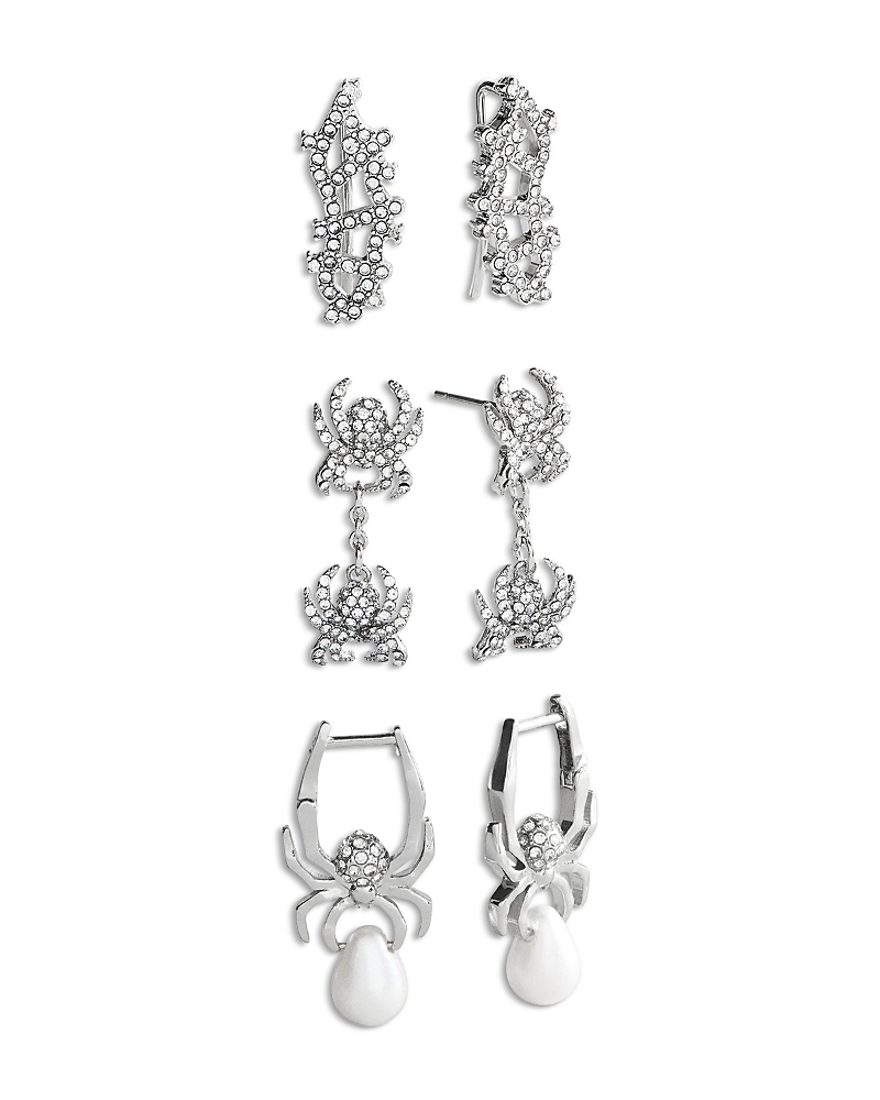 Baublebar Verbena Pave & Imitation Pearl Web Earrings, Set of 3