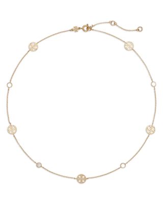 Tory Burch Icon Double T & Mother Of Pearl Collar Necklace, 16