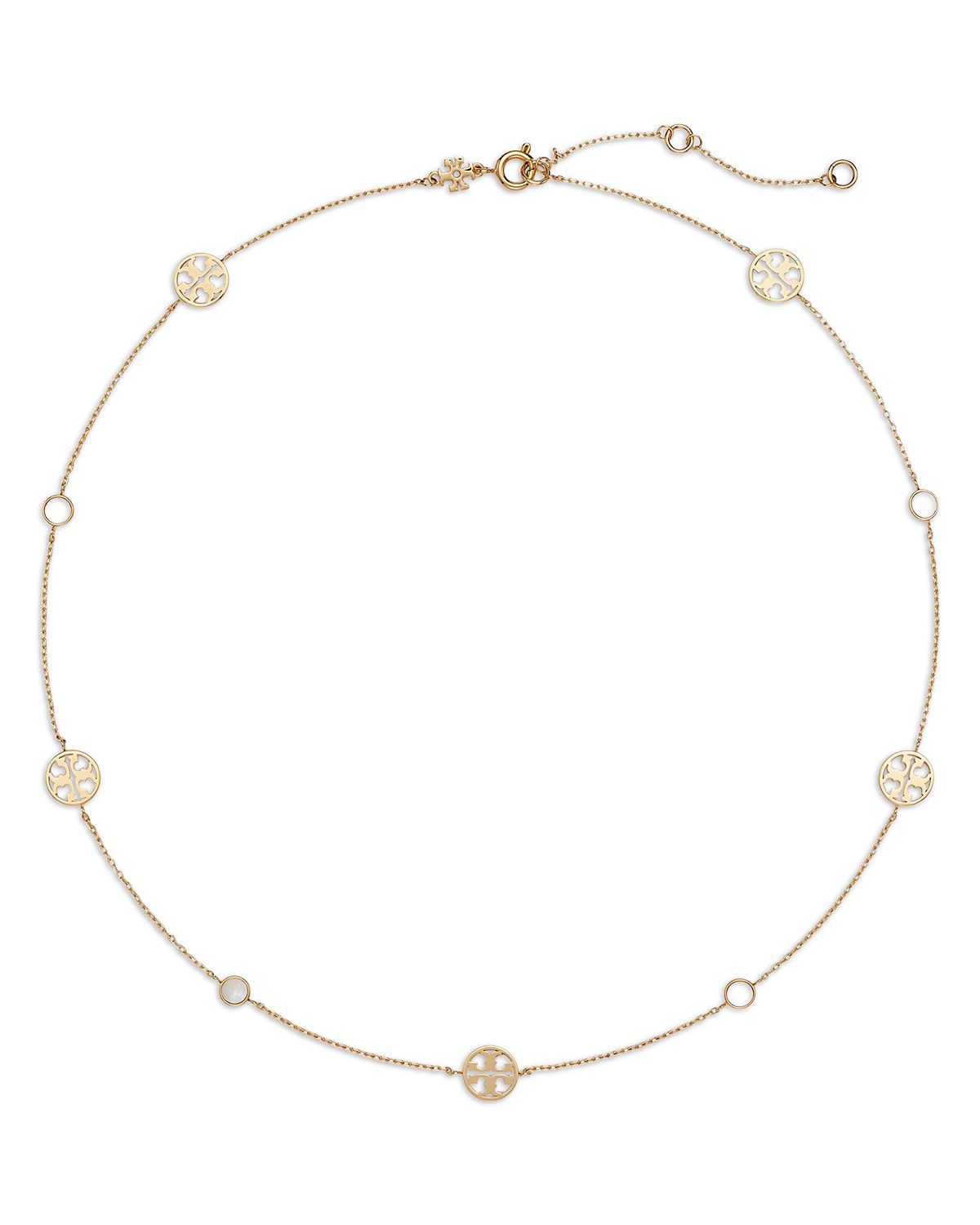 Tory Burch Icon Double T & Mother Of Pearl Collar Necklace,
