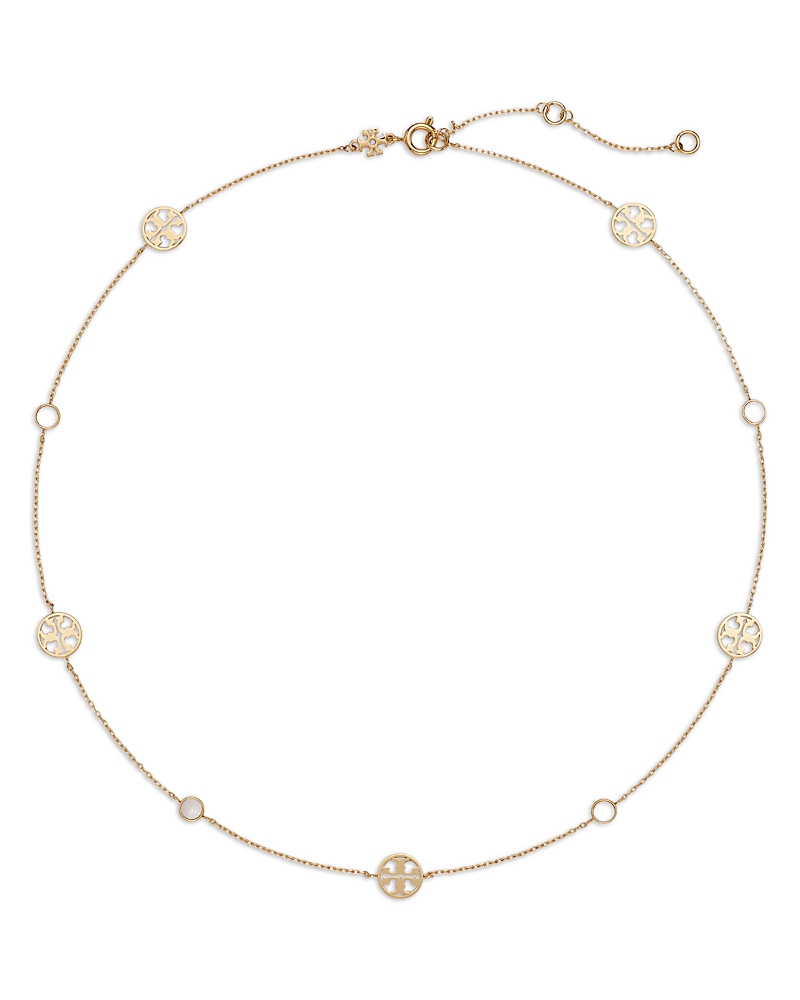 Tory Burch Icon Double T & Mother Of Pearl Collar Necklace, 16-18