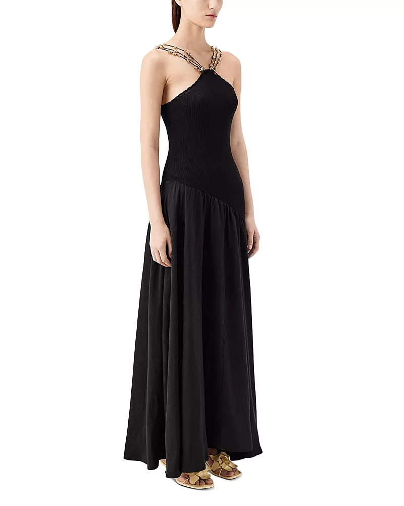 TRESSE Strappy Asymmetrical Mixed Media Dress