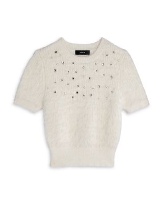 Girls' Crewneck Embellished Eyelash Sweater, Big Kid - Exclusive 