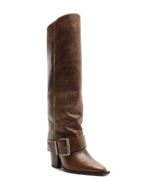 Women's Parker Up Knee High Leather Moto Boots